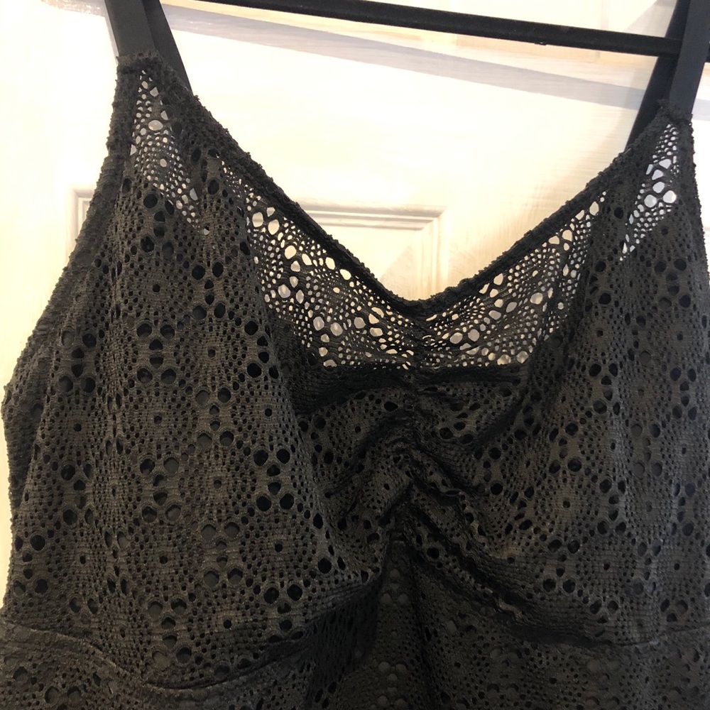 EUC black crotchet swim top